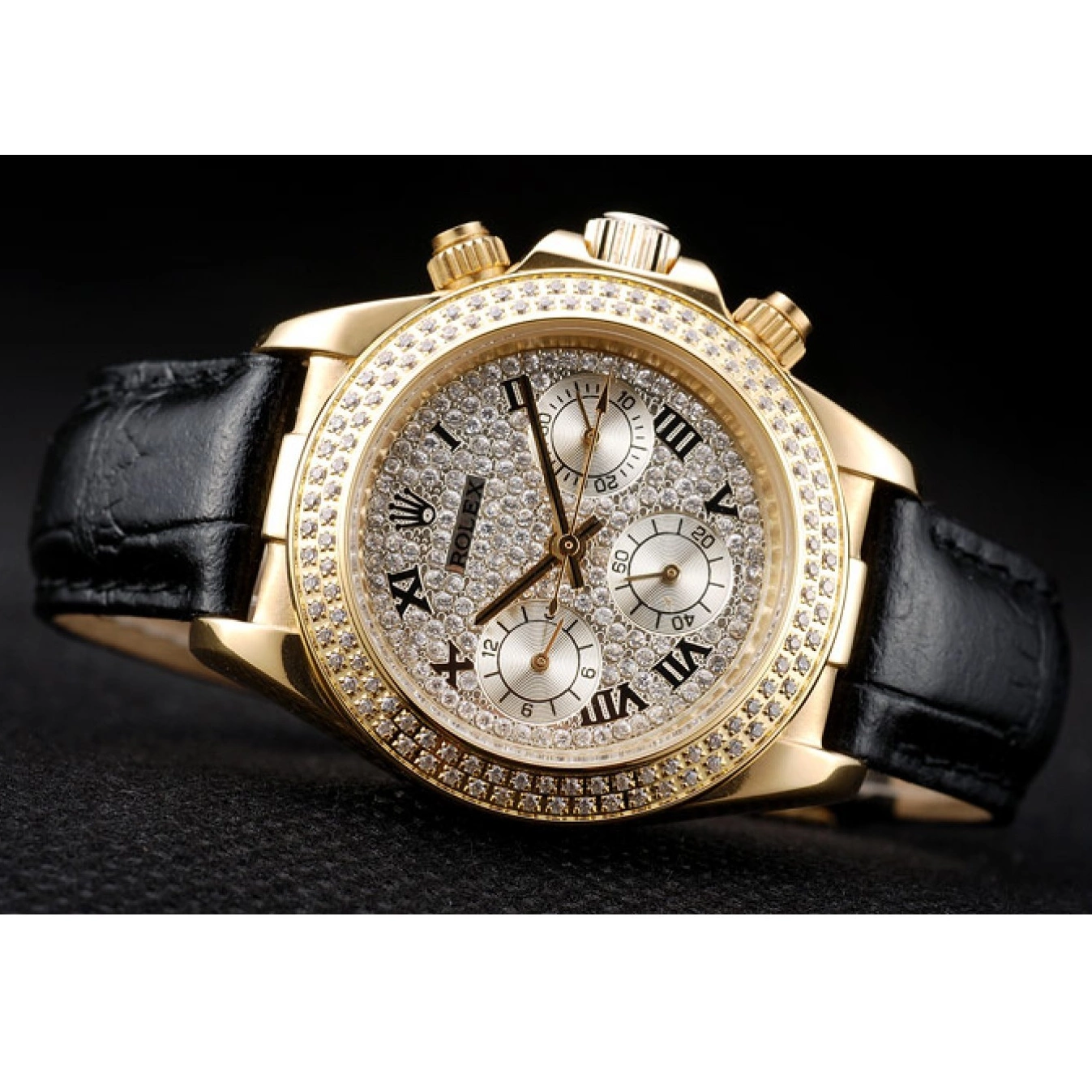 MiroTime 0717 Rolex Daytona Lady Gold Case Crystal Studded Bezel Crystal Studded Dial 98238